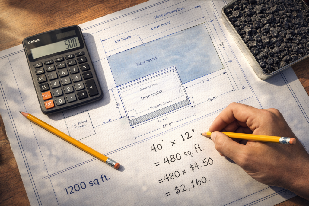 How do i calculate how much asphalt i need per
