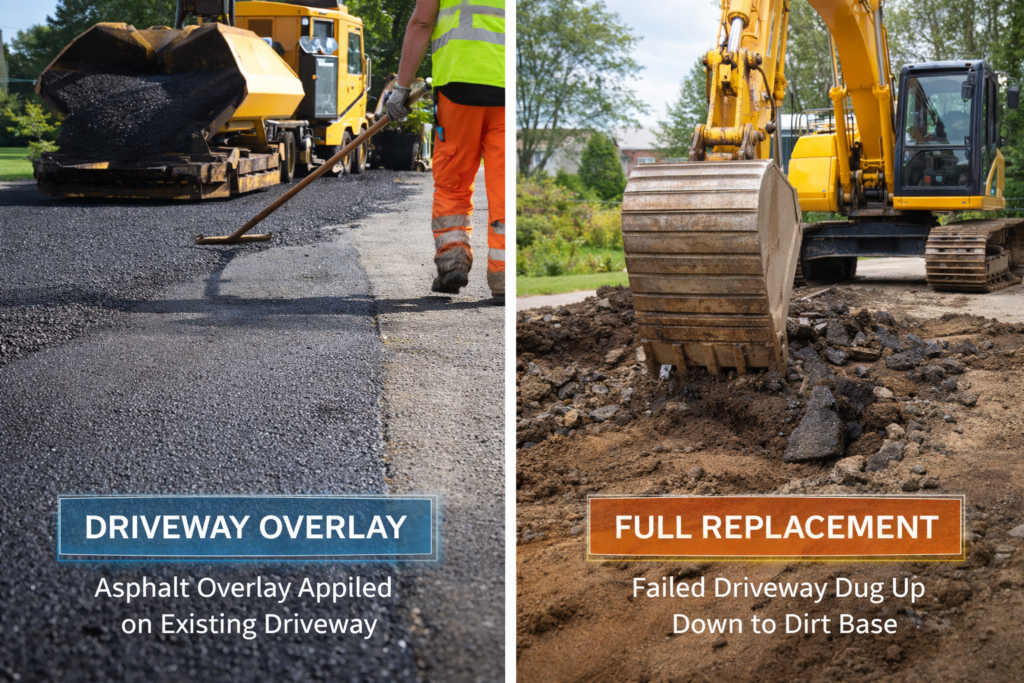 Is it better to resurface or replace an asphalt driveway?